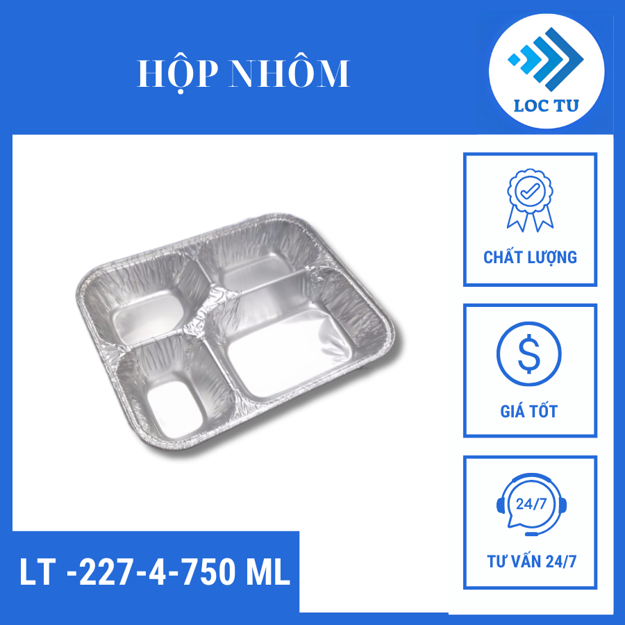 Hộp giấy bạc đựng cơm LT-227-4: Giải pháp tối ưu cho những bữa trưa văn phòng phong phú và đòi hỏi sự tinh tế.