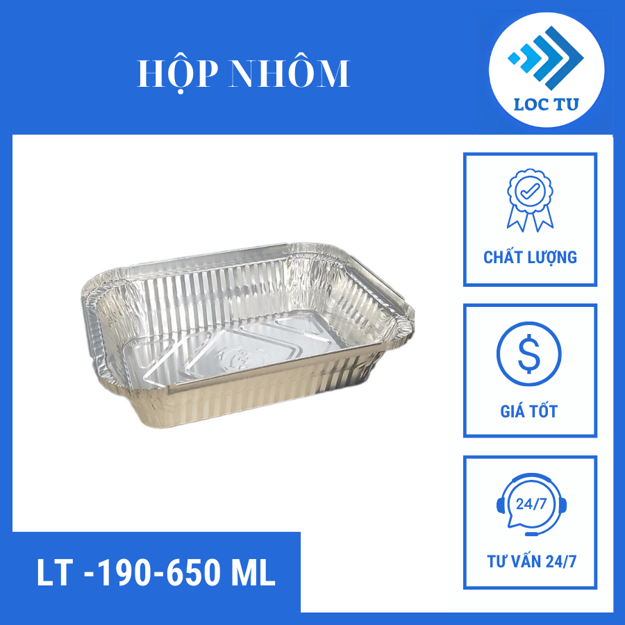 Khay giấy bạc LT-190 (650ml) – Lựa chọn cho suất ăn cá nhân.
